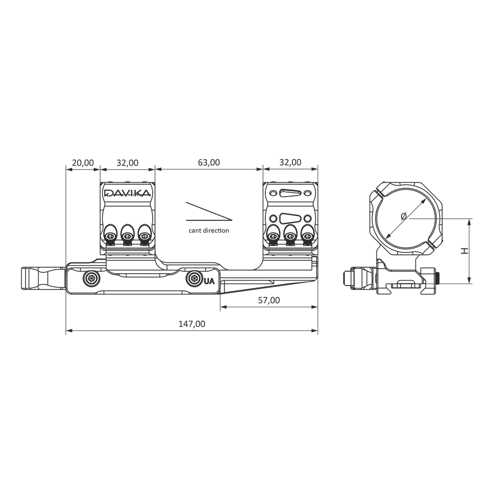 30mm nosač ciljnika s nagibom | Picatinny QD Ergo baza