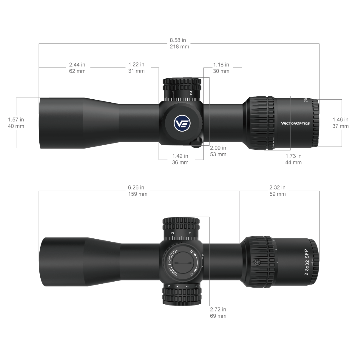 Vector Optics Veyron 2-8x32IR kompaktni puškarski ciljnik Vector Optics