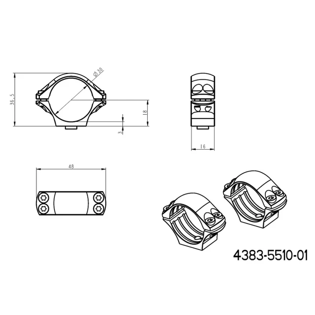30mm prstenovi za optiku | duga Picatinny QD taktička baza