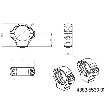 30 mm prstenovi za optiku | duga Picatinny QD Ergo baza 