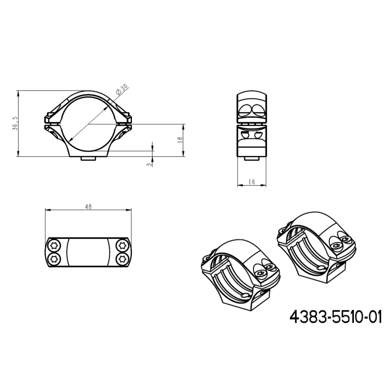 30mm prstenovi za optiku | kratka Picatinny QD Ergo baza 