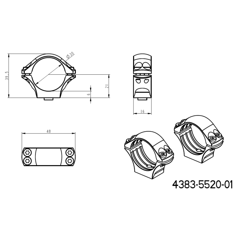 30mm prstenovi za optiku | kratka Picatinny QD Ergo baza 