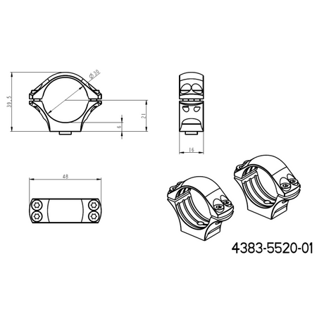 30mm prstenovi za optiku | dvodijelna Picatinny QD Ergo baza 