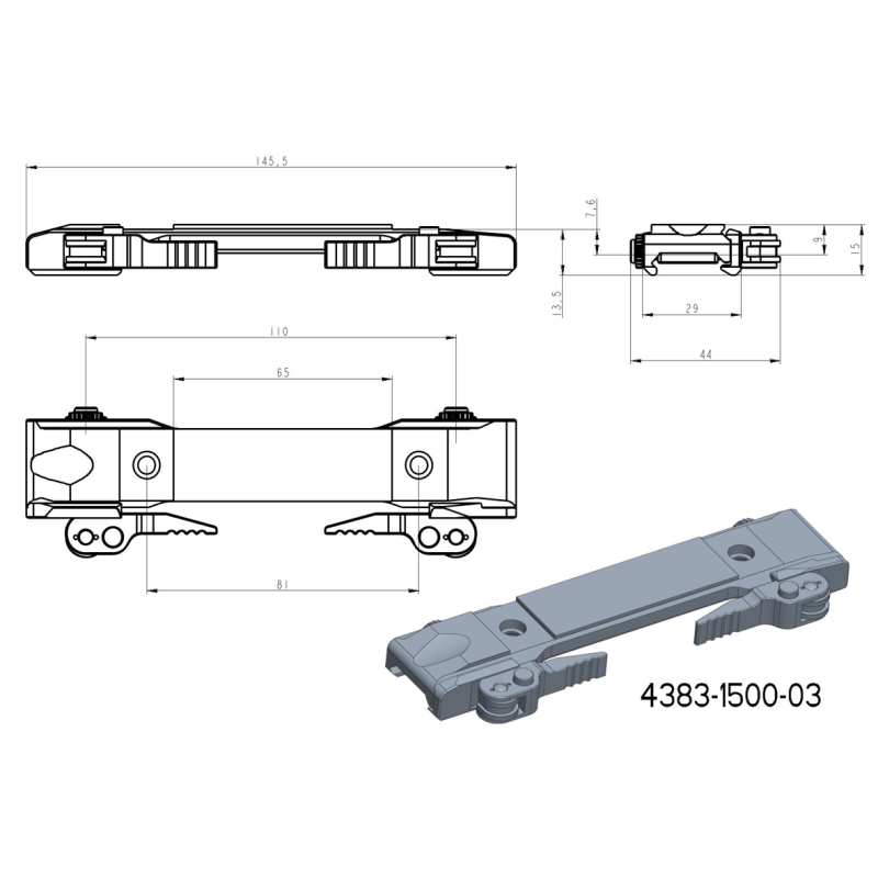 Baza za JK-N adaptere | picatinny baza s QD polugama [duga] 