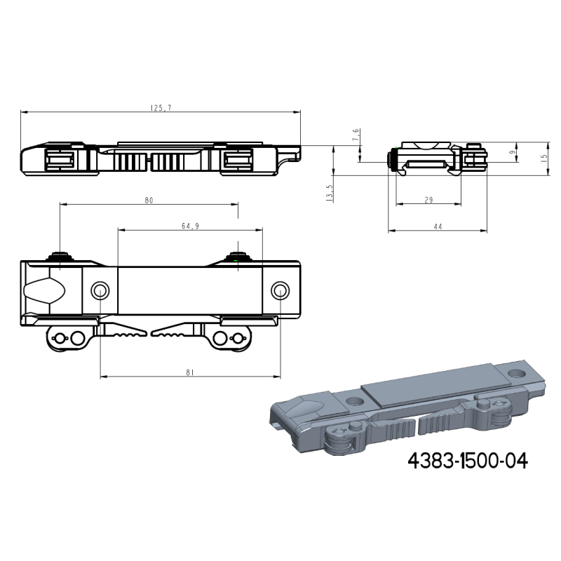 Baza za JK-N adaptere | picatinny baza s QD polugama [kratka] 