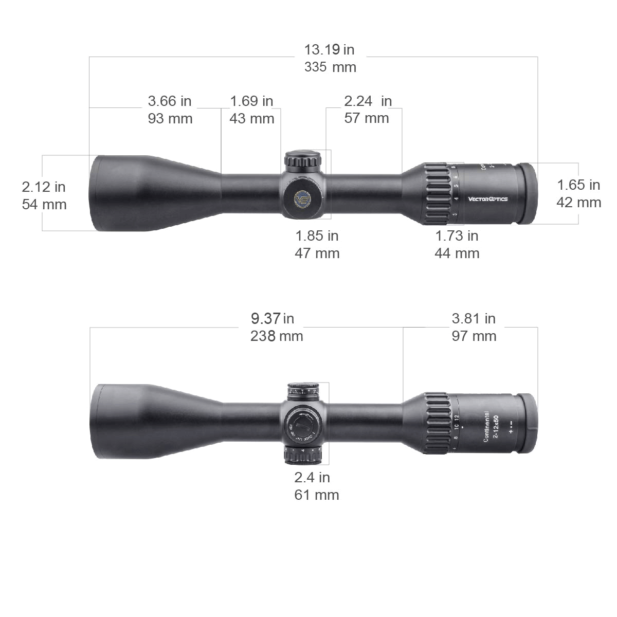 Vector Optics Continental 2-12x50 SFP optički nišan 