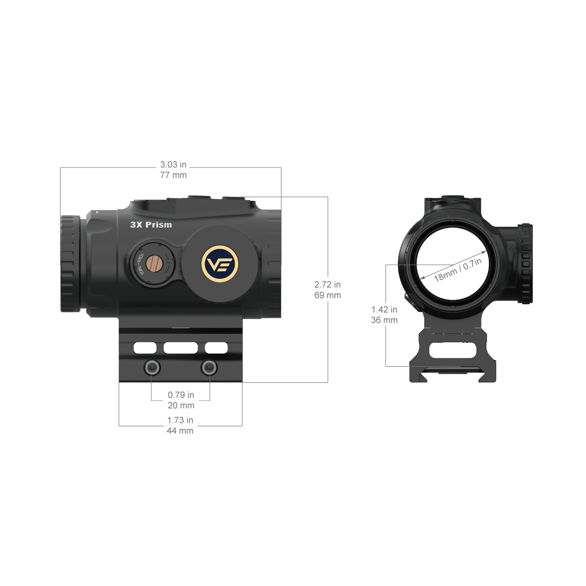 Vector Optics Paragon 3x18 ultra kompaktni prizma optički nišan 