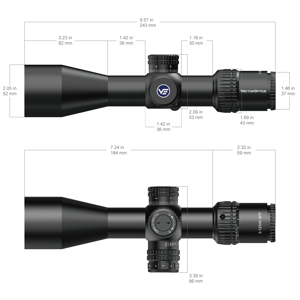 Vector Optics Veyron 3-12x44IR SFP kompaktni optički nišan 