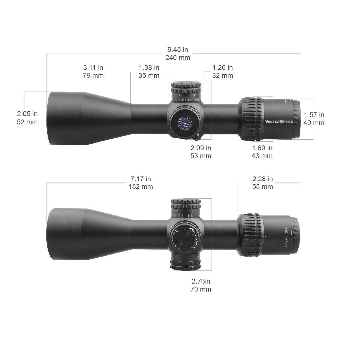 Vector Optics Veyron 3-12x44 SFP kompaktan optički nišan 