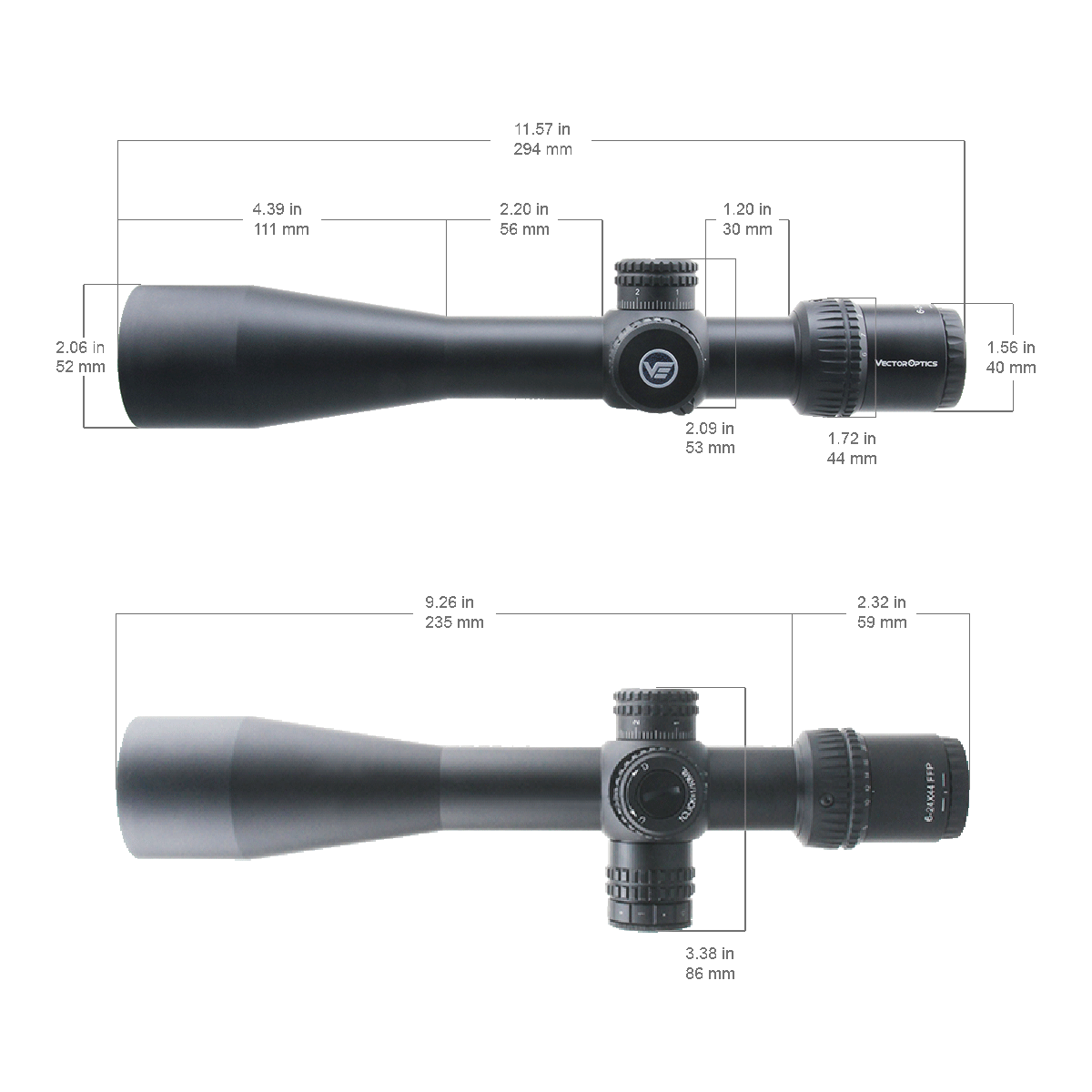 Vector Optics Veyron 6-24x44 IR Prva žarišna ravnina osvijetljena optički nišan 