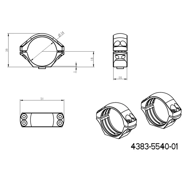 34mm prstenovi za optiku | duga Picatinny QD taktička baza 