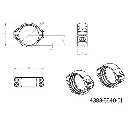 34mm prstenovi za optiku | duga Picatinny QD taktička baza 